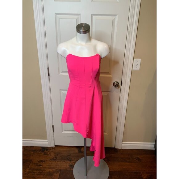 Amanda Uprichard Pink Strapless Asymmetrical Hem Mini Dress Size XS NWT - Picture 1 of 6